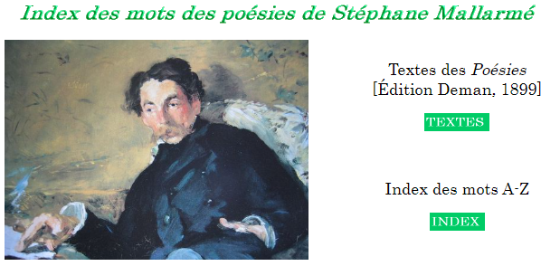Index des mots des Poesies de Stephane Mallarme